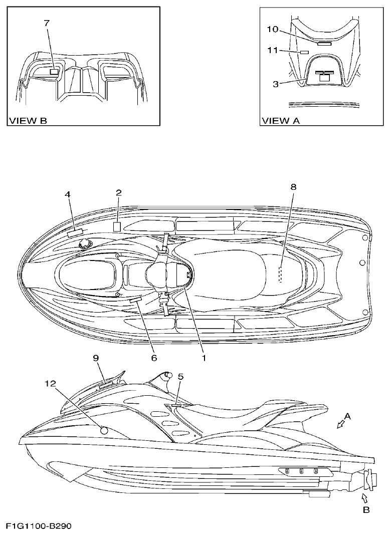Yamaha F1G1 IMPORTANT LABELS parts diagram